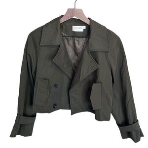 Cherry Paris Light Cropped Trench Coat - Green S